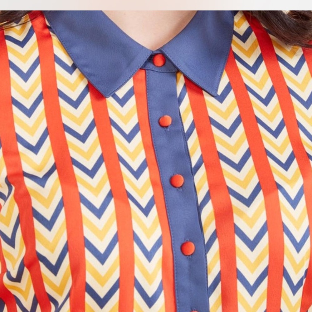 Modcloth Orange and White Peter Pan Collar Button Down Shirt